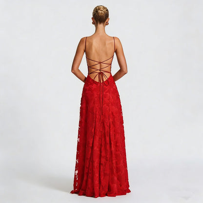 SOFIA Spitzen Maxi Kleid - Rot