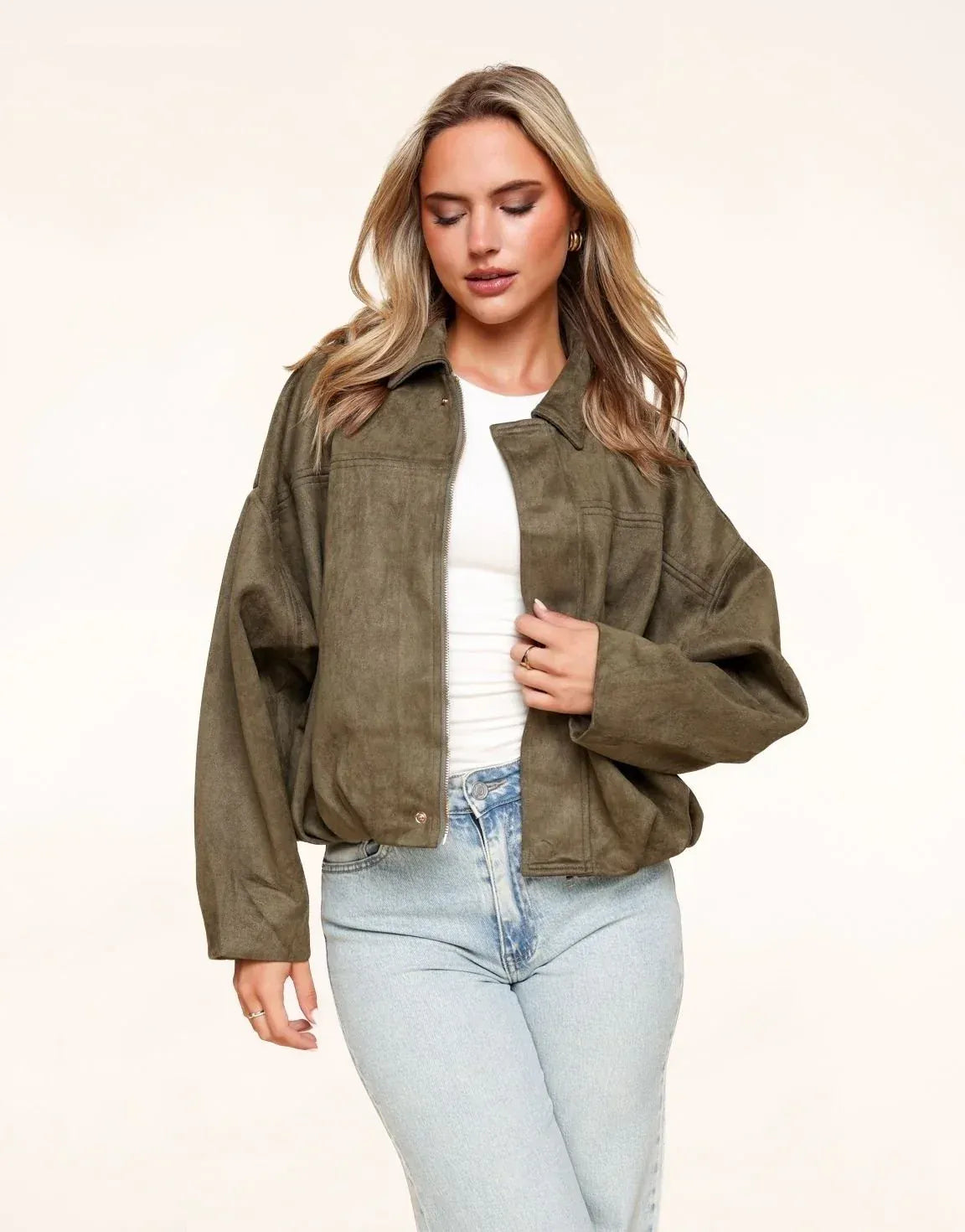 PAIGE | Kurze Wildlederjacke mit Reißverschluss