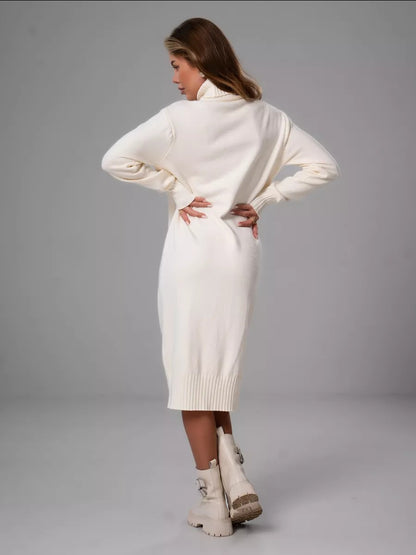 LORI | Elegantes Strickkleid mit hohem Halsausschnitt