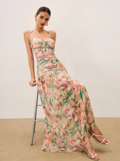 FIONA | Elegantes Corset Maxi Kleid mit Schlitz