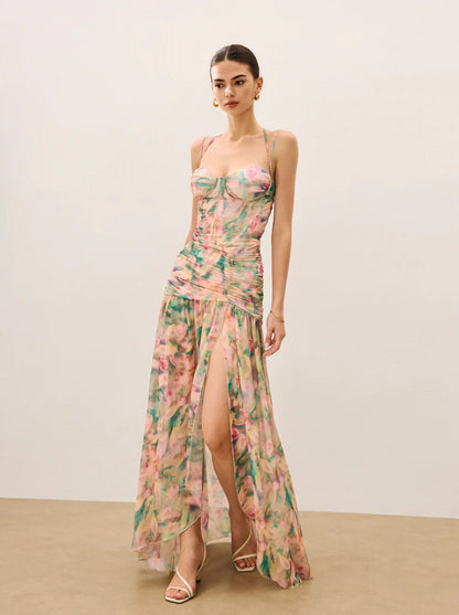 FIONA | Elegantes Corset Maxi Kleid mit Schlitz
