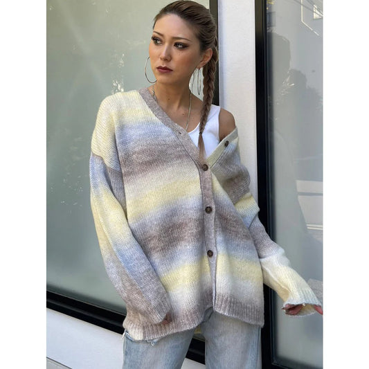 ZIAH | Schicker Lockerer Gestreifter Cardigan