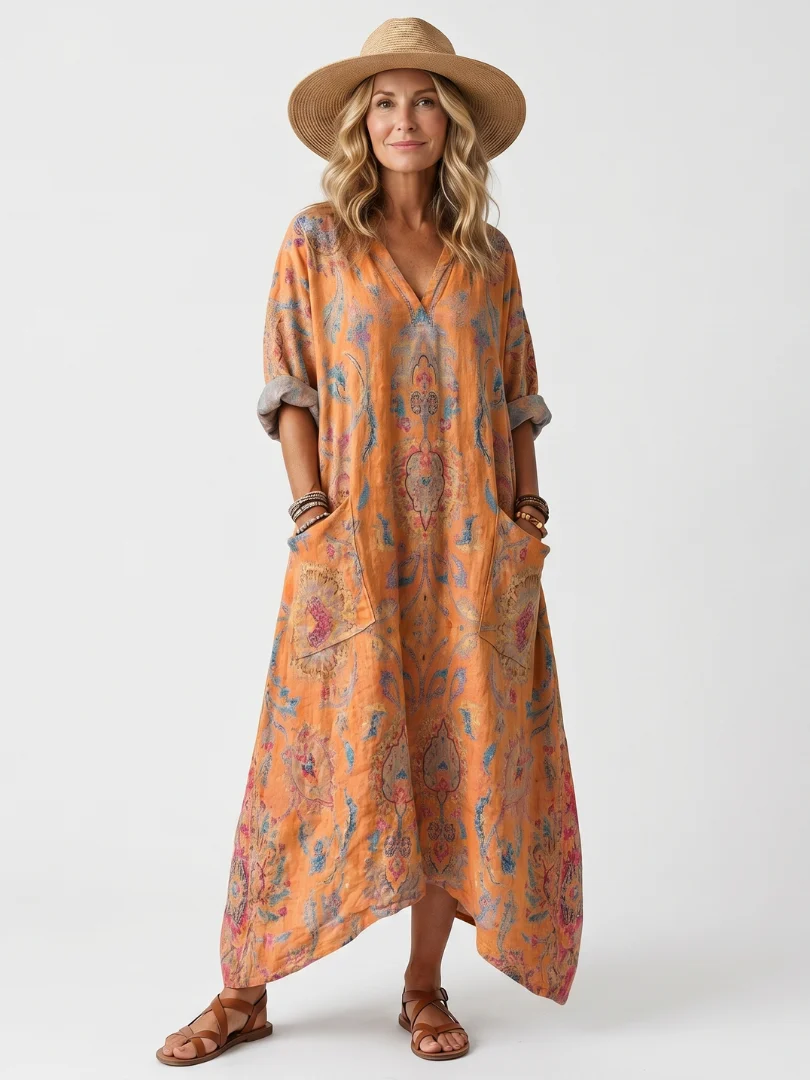 SLOANE | Maxikleid mit Knopfleiste und Vordertaschen