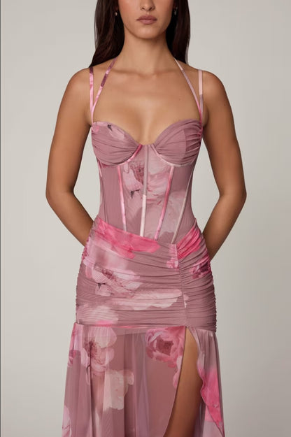 FIONA | Elegantes Corset Maxi Kleid mit Schlitz