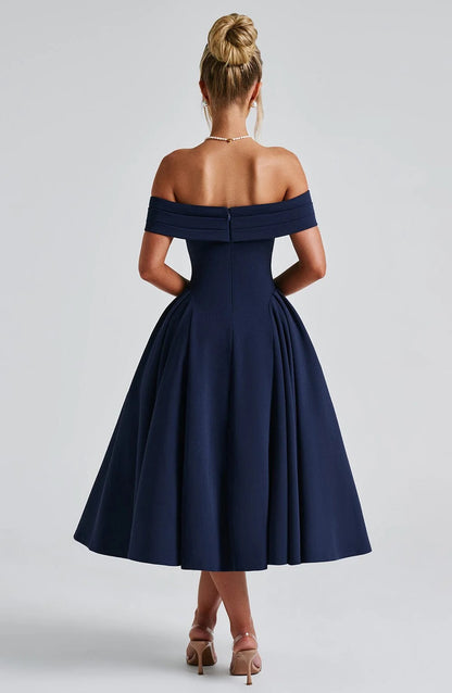 ELENA | Stilvolles Off-Shoulder Midi Kleid