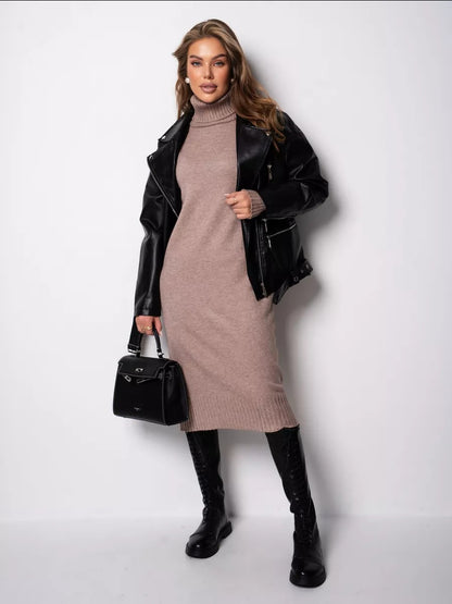 LORI | Elegantes Strickkleid mit hohem Halsausschnitt
