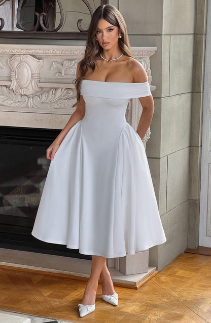 ELENA | Stilvolles Off-Shoulder Midi Kleid