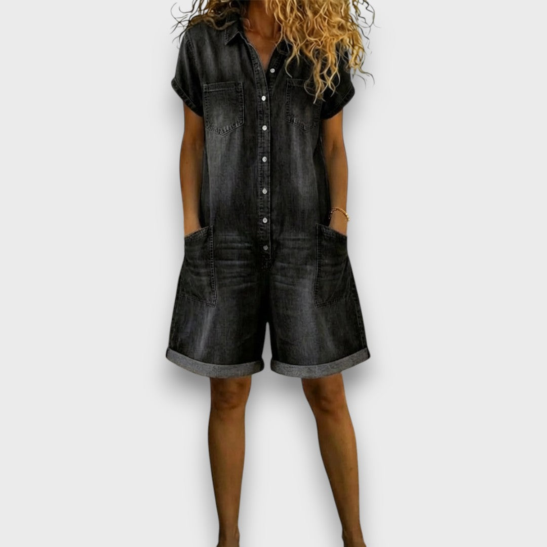 TAYLOR | Vintage-Latzhose in kurzer Denim-Optik