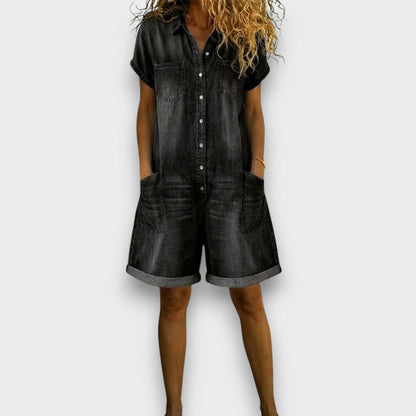 TAYLOR | Vintage-Latzhose in kurzer Denim-Optik