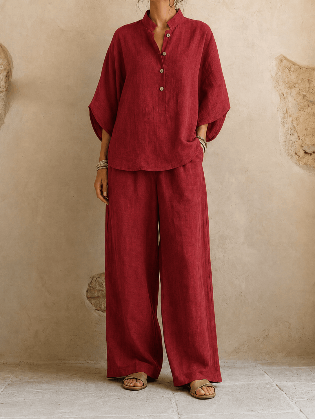 KENNEDY | Zweiteiliges Set mit Knopfleiste und weiter Hose