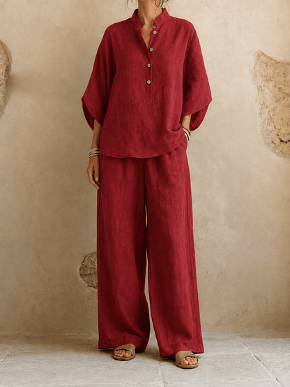 KENNEDY | Zweiteiliges Set mit Knopfleiste und weiter Hose