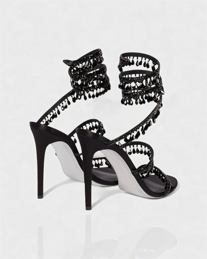 ADELIA | High-Heel-Sandalen mit Wickelriemen