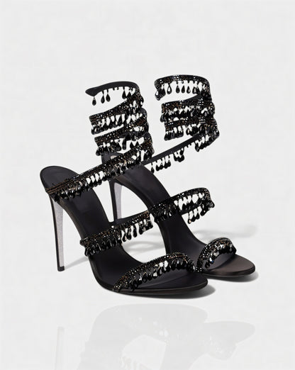 ADELIA | High-Heel-Sandalen mit Wickelriemen