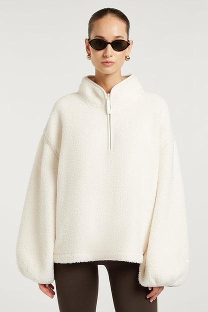 CAROLINE | Fleece-Pullover mit halbem Reißverschluss