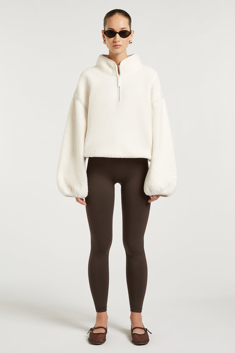 CAROLINE | Fleece-Pullover mit halbem Reißverschluss