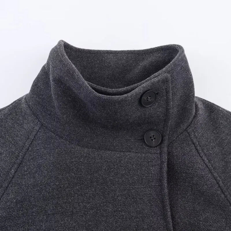 ALICIA | Weicher Mantel mit Stehkragen & Bindegürtel