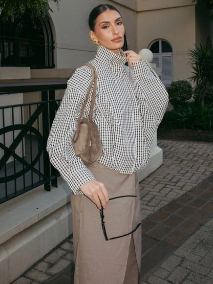 PENELOPE | Karierte kurze Jacke mit Taschen