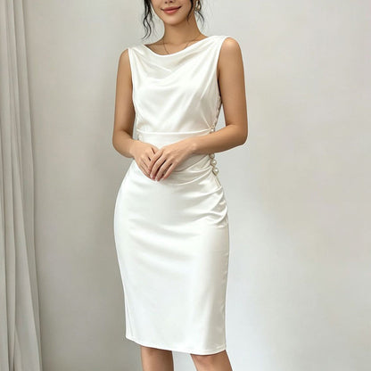 SILJA | Satin-Midikleid mit Raffungen