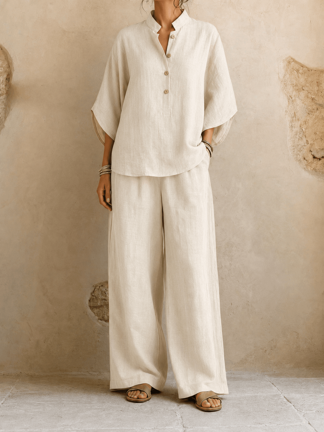 KENNEDY | Zweiteiliges Set mit Knopfleiste und weiter Hose