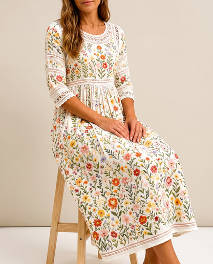 JETTE | Blumen-Midikleid mit Rundhalsausschnitt