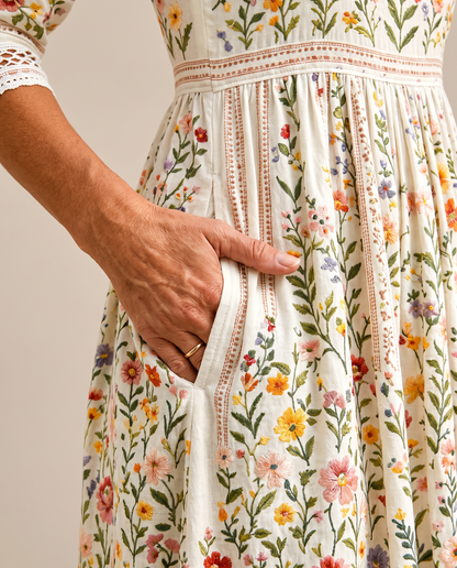 JETTE | Blumen-Midikleid mit Rundhalsausschnitt